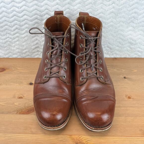 Helm Hollis Mens Boots Cap Toe Brown Leather Sz 9.5 D Mid Combat Hybrid $295 - Picture 4 of 16